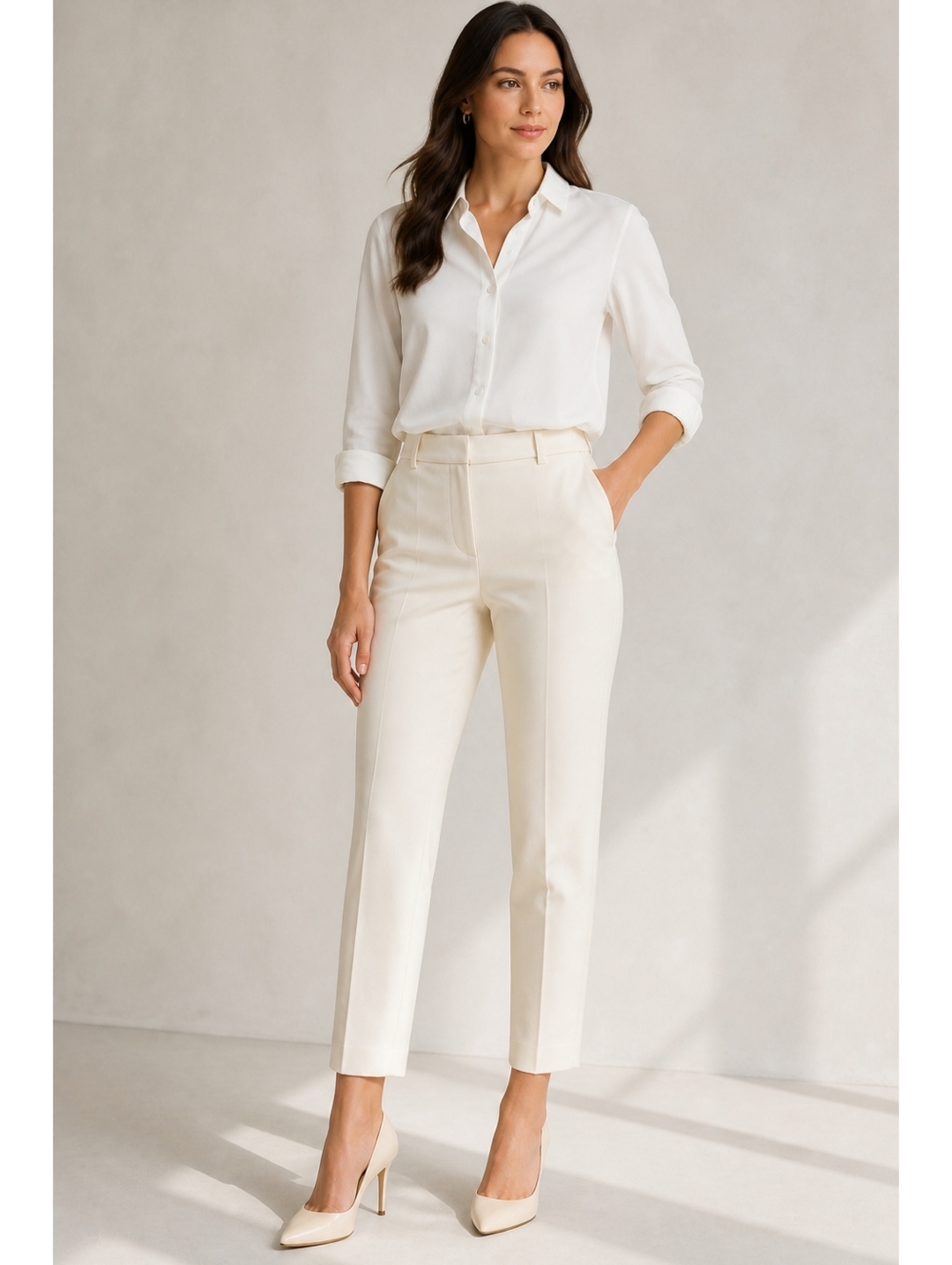 Ann Taylor Kate Curvy Fit Ankle Pants Size 6 NWT Ivory Minimalist Quiet Luxury